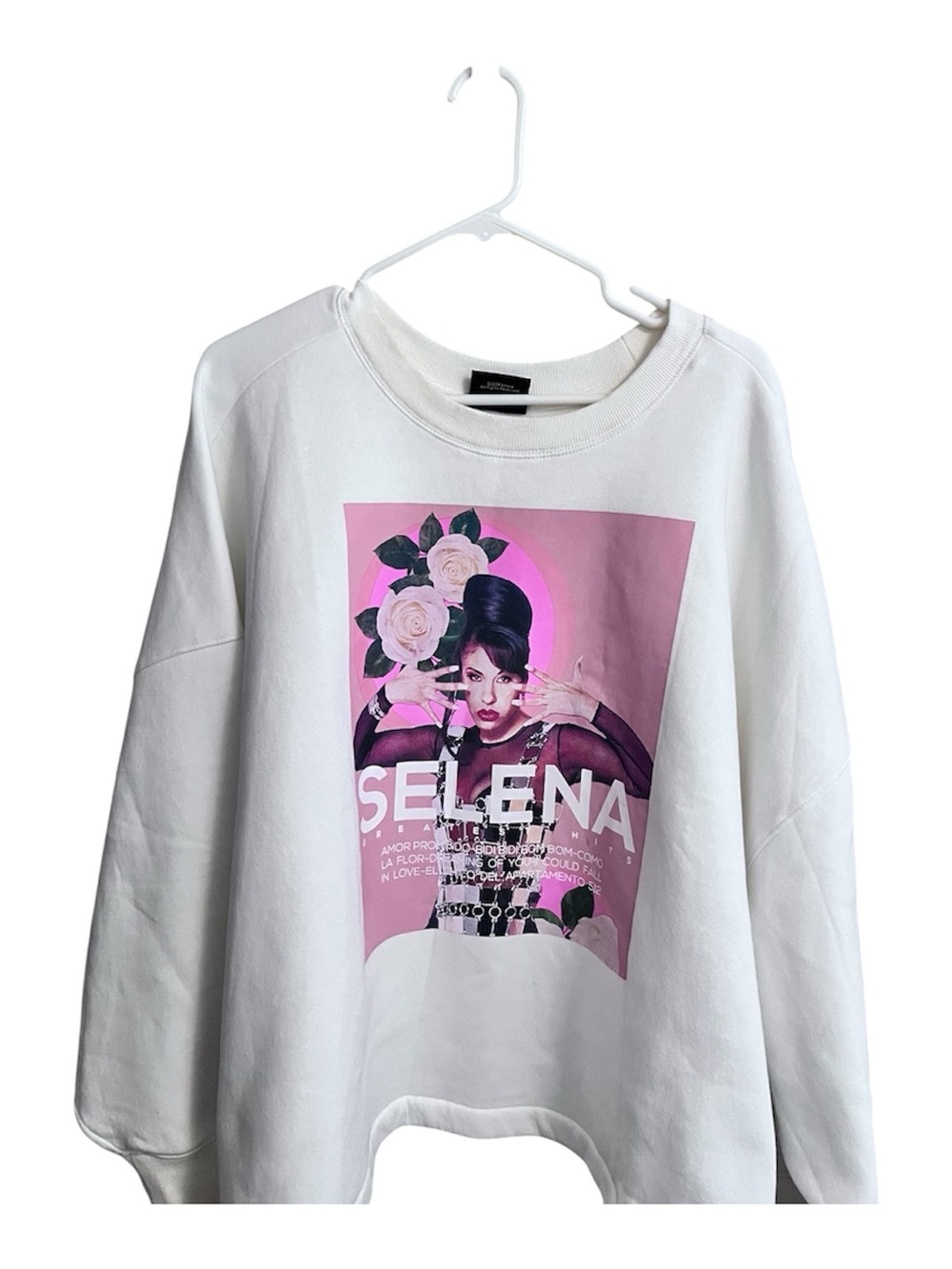 White Selena Graphic Crewneck Sweatshirt